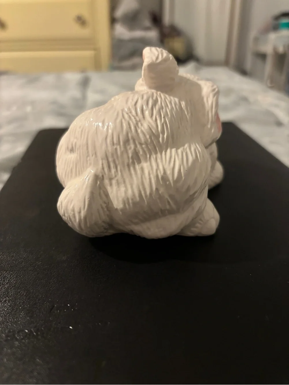 1992 White Ceramic Bunny Figurine for Small Pets Decor
